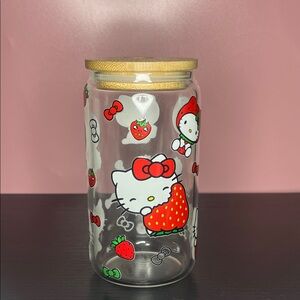 Hello Kitty Glass Jar with Strawberries